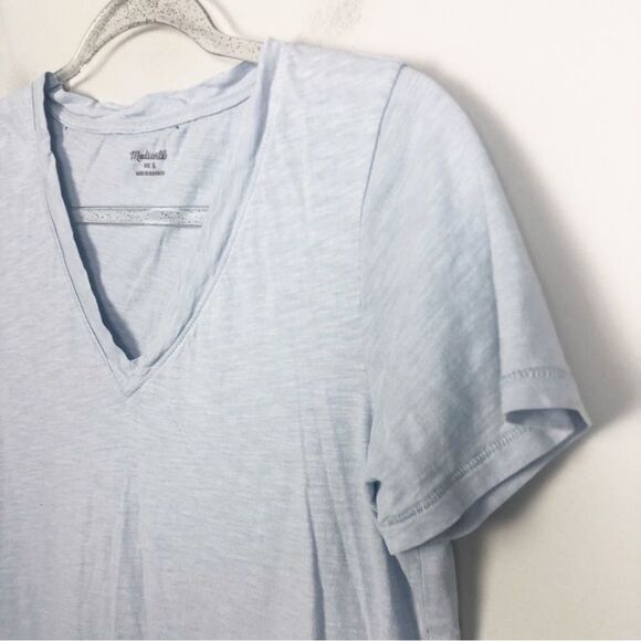 MADEWELL | Light Blue V-Neck Short Sleeve T-Shirt Layering Women’s Size Small - Picture 3 of 9
